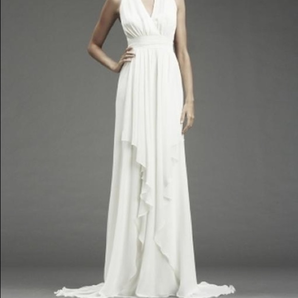 Nicole Miller Ivory Silk Chiffon Gown